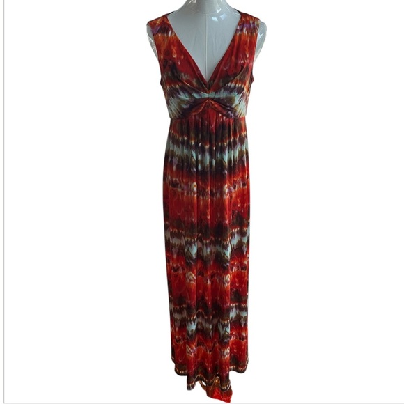 Chico's Women’s Dopamine Tie Dye Bohemian Casual Sleeveless V Neck Maxi Dress 0 - Picture 5 of 9